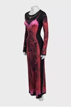 Printed bodycon dress with tag