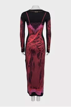 Printed bodycon dress with tag