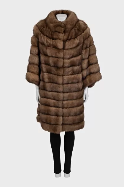 Brown fur coat made of natural fur