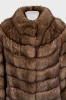 Brown fur coat made of natural fur