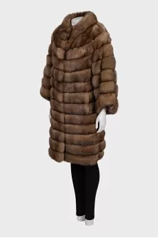 Brown fur coat made of natural fur