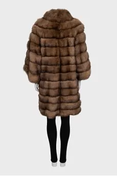 Brown fur coat made of natural fur