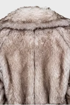 Voluminous wrap-around fur coat