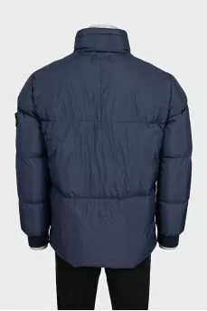 Men's blue down jacket with a branded patch