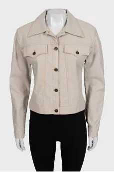 Gray straight-cut denim jacket