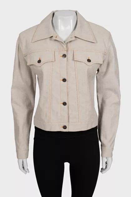 Gray straight-cut denim jacket