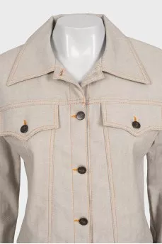 Gray straight-cut denim jacket
