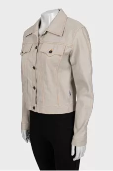 Gray straight-cut denim jacket