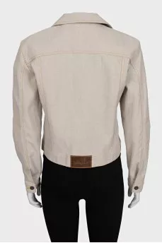Gray straight-cut denim jacket