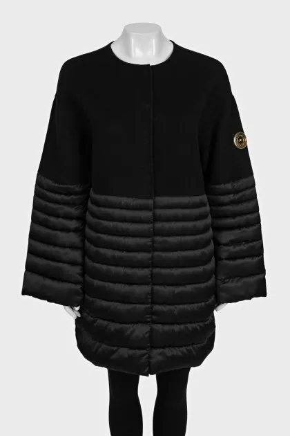 Black combination coat with tag