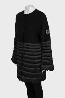 Black combination coat with tag