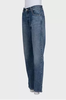 Blue straight-leg jeans