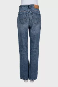 Blue straight-leg jeans