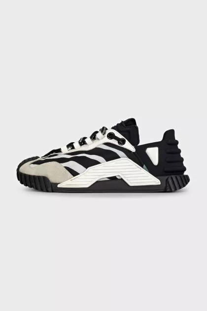 Black and white combination sneakers