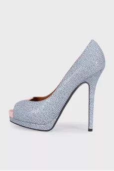 Two-tone printed leather shoes