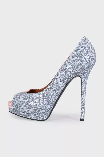 Two-tone printed leather shoes