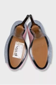 Two-tone printed leather shoes