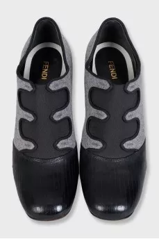 Ankle boots made of textile and leather