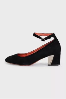 Black suede high heels