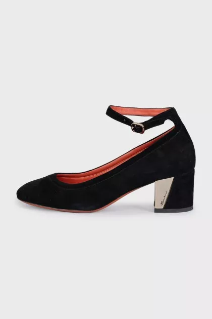 Black suede high heels
