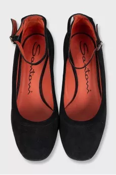 Black suede high heels