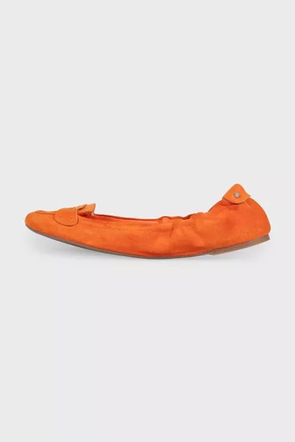 Orange suede ballet flats
