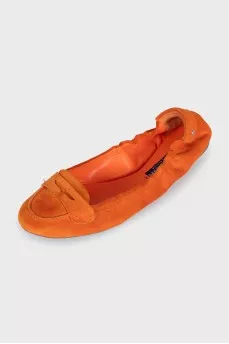 Orange suede ballet flats