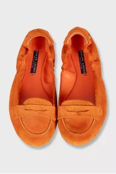 Orange suede ballet flats