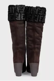 Brown suede platform boots