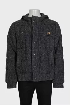 Men's gray jacket with a hood