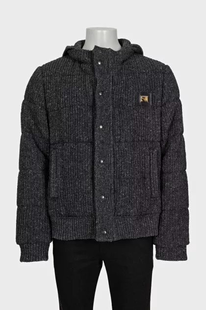 Men's gray jacket with a hood