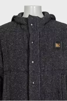 Men's gray jacket with a hood