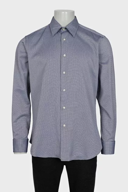 Men's white shirt with a small blue print