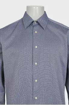 Men's white shirt with a small blue print