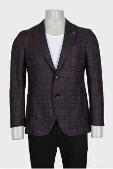 Men's single-breasted blazer with a checkered print