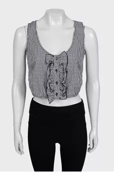 Crop top in plaid print with tag