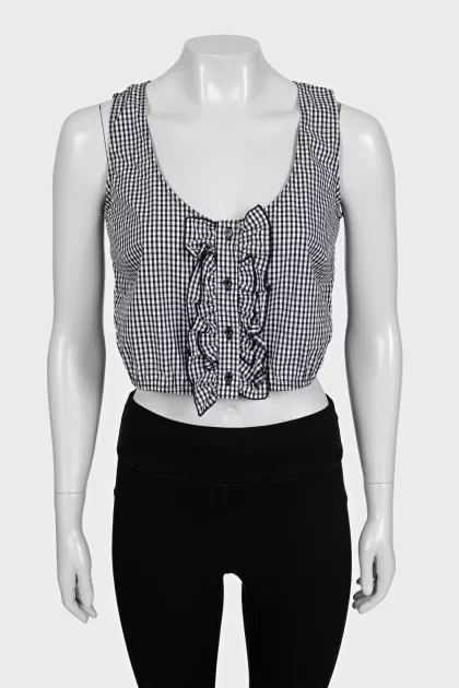 Crop top in plaid print with tag