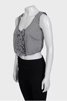 Crop top in plaid print with tag