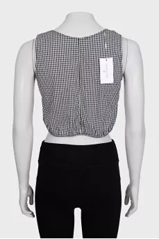 Crop top in plaid print with tag