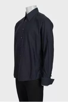 Men's black printed button-down shirt