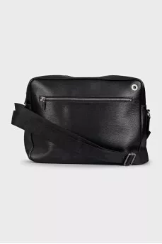 Men's black leather briefcase
