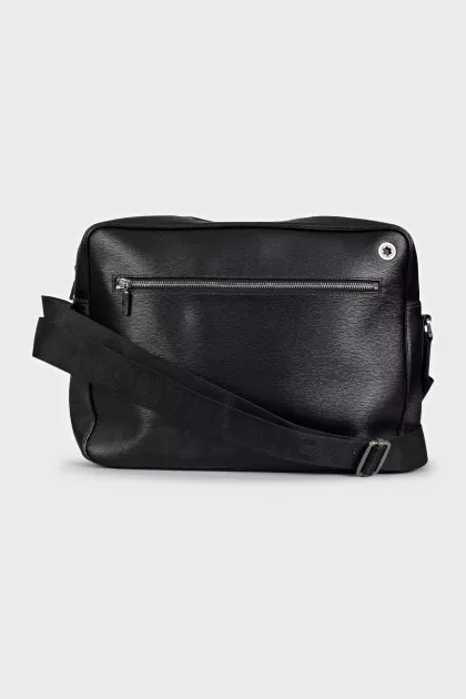 Men's black leather briefcase