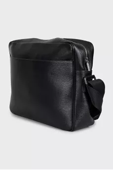 Men's black leather briefcase