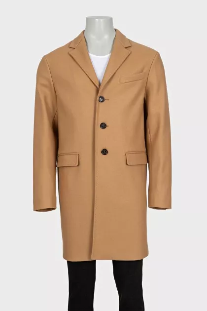 Men's beige single-breasted coat with tag