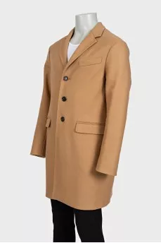Men's beige single-breasted coat with tag