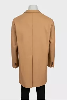 Men's beige single-breasted coat with tag