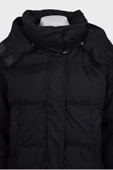 Dark blue cropped down jacket with a zipper