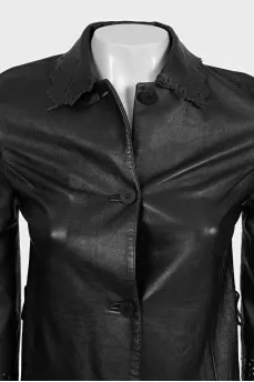 Black leather jacket with perforations