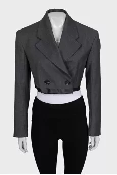 Cropped double-breasted jacket in gray