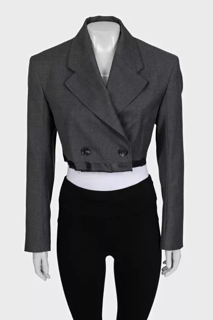 Cropped double-breasted jacket in gray